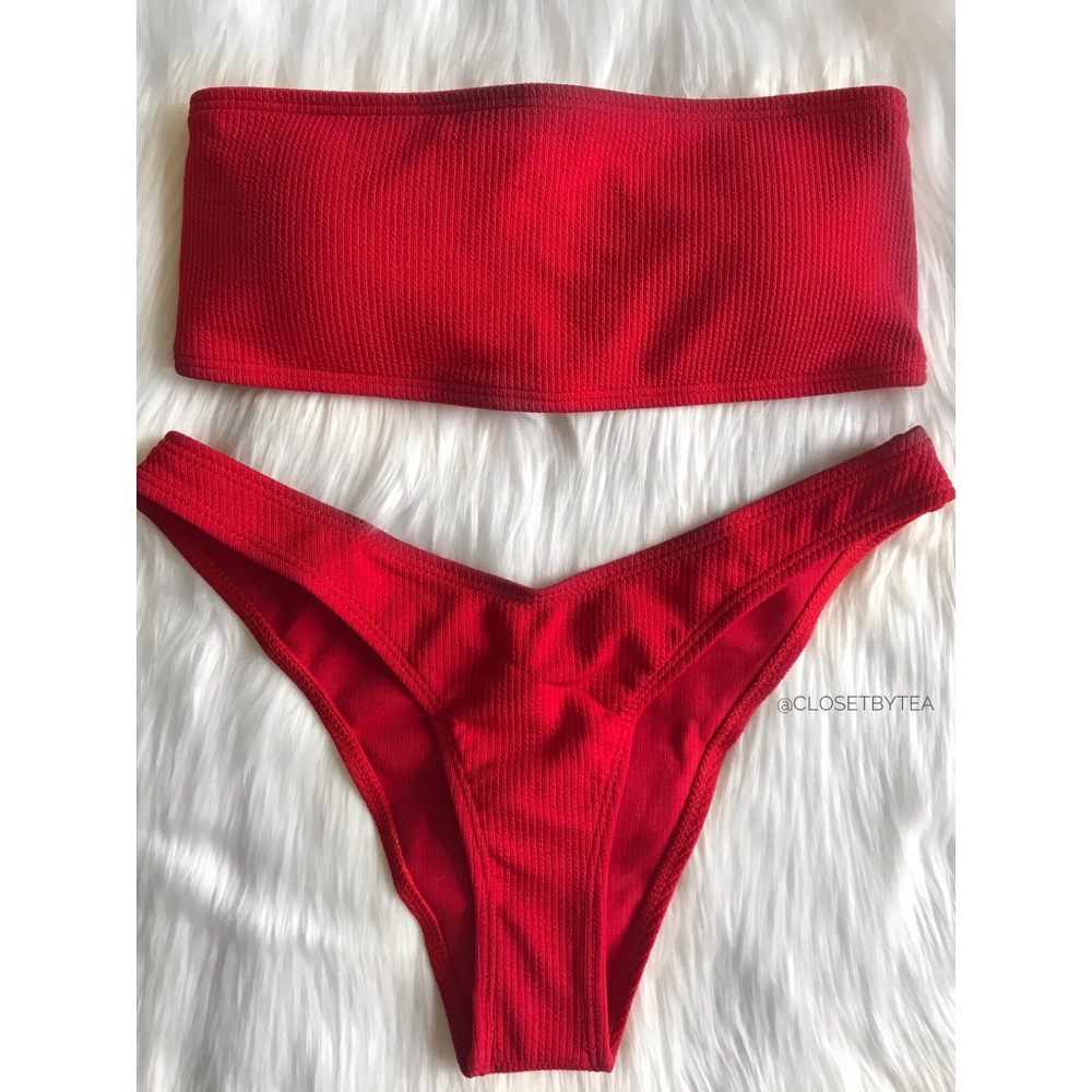 “Kelly” Tube Top Bikini // Red